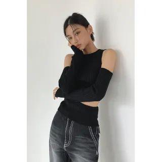 Two-way Cutout Ribbed Knit Top