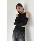 Two-way Cutout Ribbed Knit Top