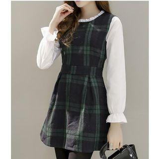 Plaid Mock Two-piece Dress