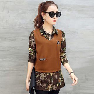Set: Floral Shirt + Vest