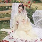 Maxi A-line Hanfu Skirt / Bell-sleeve Top / Vest / Ribbon