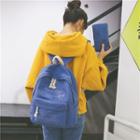 Lettering Canvas Backpack With Pouch