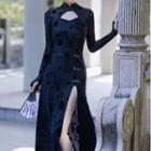 Traditional Chinese Set: Long-sleeve Top + Midi Skirt