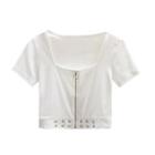 Short-sleeve Square-neck T-shirt White - One Size