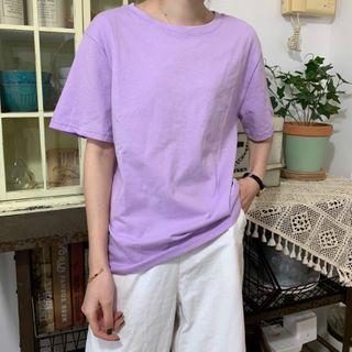 Short-sleeve Crew-neck Plain T-shirt