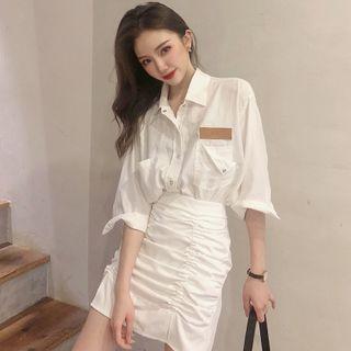 Tank Dress / Denim Shirt / Crinkled Skirt