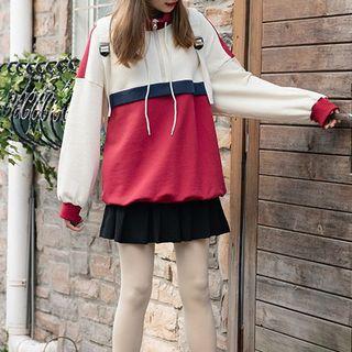 Half-zip Color-block Sweatshirt Vintage Red - One Size