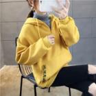 Mock Two-piece Letter Trim Hoodie