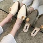Pointed Low-heel Buttoned Mules