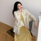 Spaghetti-strap A-line Dress / Long Sleeve Plain Shirt