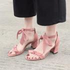 Block-heel Ribbon Bow Sandals