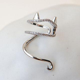 Cat Ear Ring 1 Pc - Right Ear - Silver - One Size