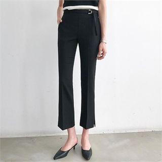 Belted Boot-cut Dress Pants