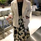 Single-breasted Blazer / Long-sleeve Button Top / Midi A-line Skirt