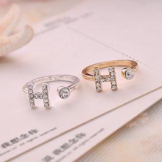 Rhinestone Letter H Open Ring