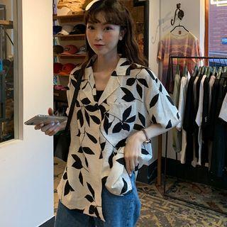 Floral Short-sleeve Shirt Almond - One Size