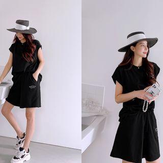 Letter Top & Shorts Sweatsuit Set