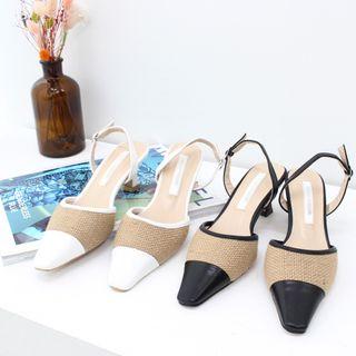 Textured-detail Sling-back Pumps