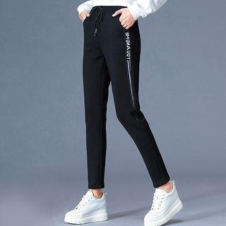 Drawstring Cropped Fleece-lined Pants