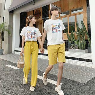 Couple-matching Wide Leg Pants / Plain Shorts