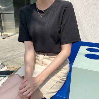 Textured Ribbed T-shirt In 9 Colors