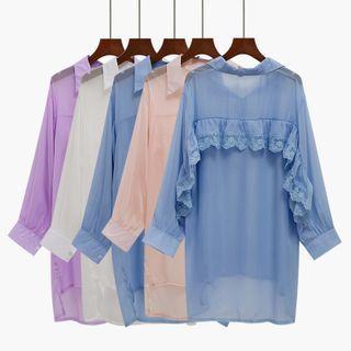 Plain Lace Oversize Split Shirt