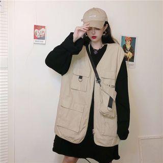 Pocket Detail Vest Khaki - One Size