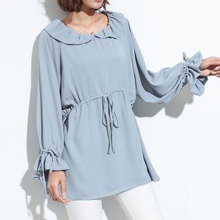 Plain Long Sleeve Chiffon Top