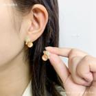 Rhinestone Cat Eye Stone Stud Earring 1 Pair - Gold - One Size