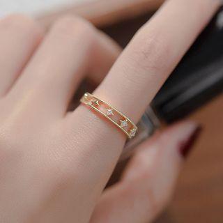 Rhinestone Alloy Open Ring 1 Pc - Rhinestone Alloy Open Ring - One Size