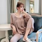 Set: Camisole Top + Light Jacket + Wide Leg Pants