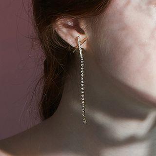 925 Silver Plating Rhinestone Dangle Earring