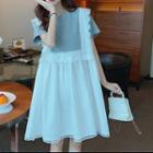 Mock Two-piece Short-sleeve Frill Trim Dress