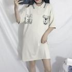 Dog Print Short-sleeve Polo Dress