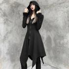 Long-sleeve Zip-up Hooded Midi Dress