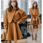 Set: Plain Cropped Coat + Sleeveless A-line Dress