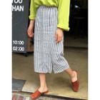 Band-waist Stripe Midi Skirt