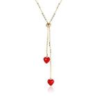 Alloy Heart Pendant Necklace Gold & Red - One Size