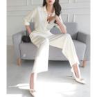 Monotone Crystal-pleat Shirt & Pants Set