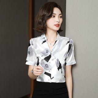 Short-sleeve Floral Print Blouse(various Design)