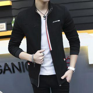 Striped Applique Zip Jacket