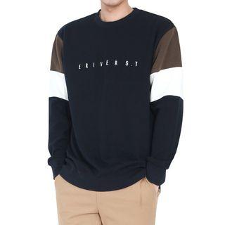 Plus Size Color-block Letter Sweatshirt