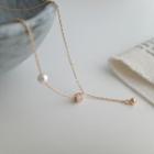 Freshwater Pearl Alloy Pendant Necklace 1 Pc - Freshwater Pearl Alloy Pendant Necklace - One Size