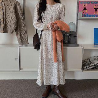 Round-neck Maxi Dotted Dress One Size