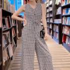 Gingham Sleeveless Wide-leg Jumpsuit