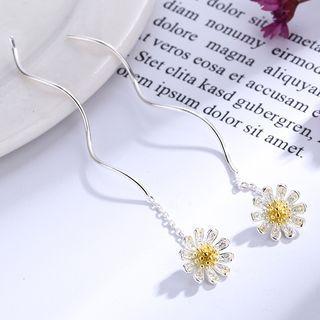 925 Sterling Silver Daisy Dangle Earring 1 Pair - As Shown In Figure - One Size