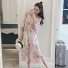 Open Shoulder Floral Print Jumpsuit