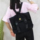 Smiley Embroidered Canvas Backpack