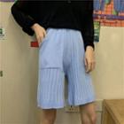 Ribbed Knit Knee-length Shorts