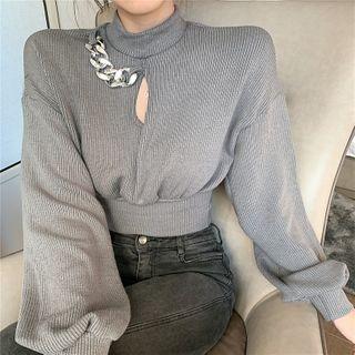 Chain Detail Cropped Sweater